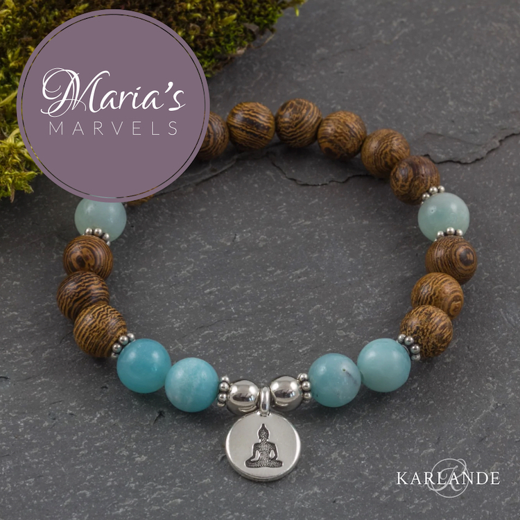 An image of natural gemstone bracelet stylized to be consistent with Karlande Designs branding
